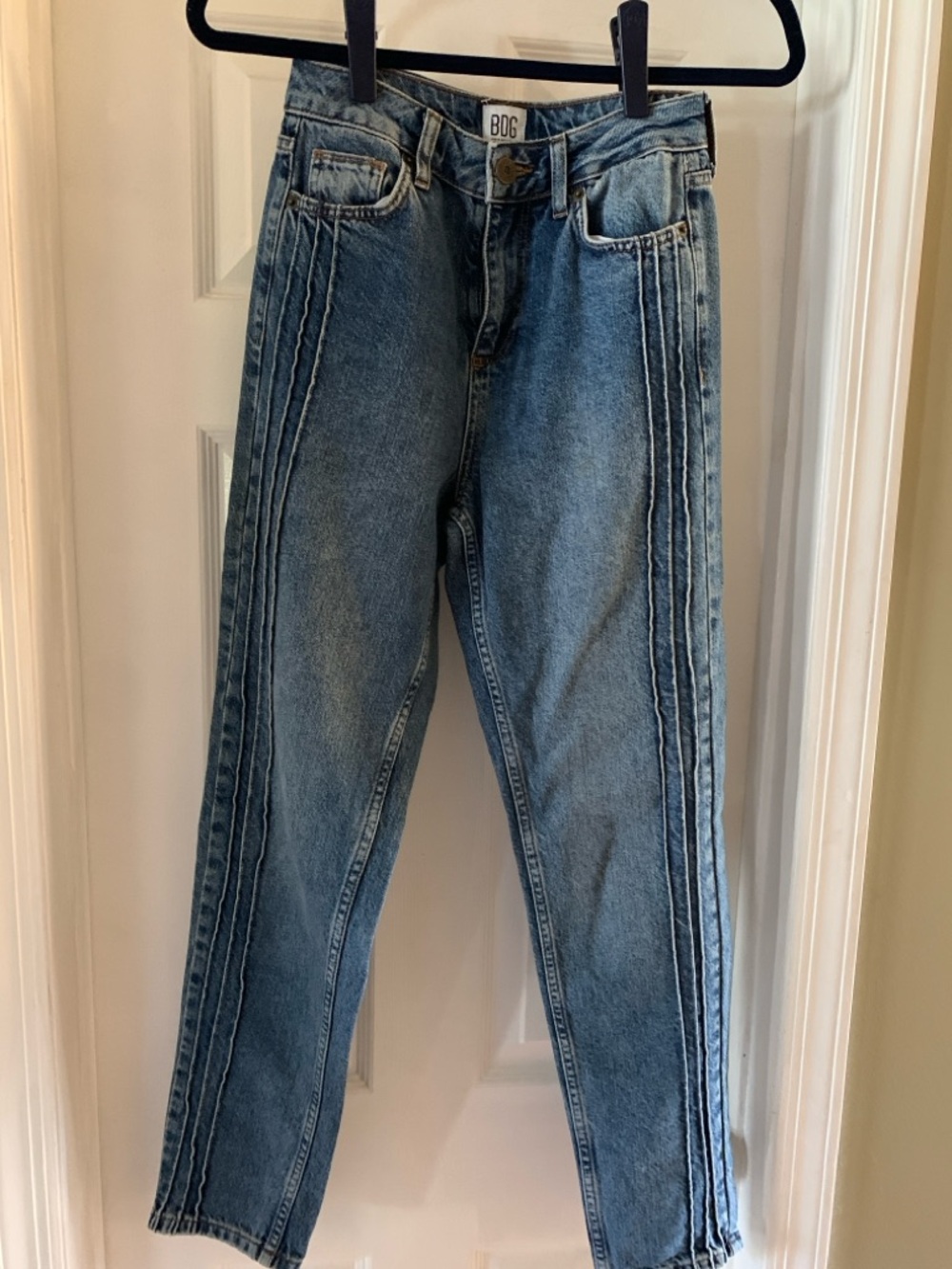 BDG Straight Leg Jeans in Light Blue Denim with Vertical Seams